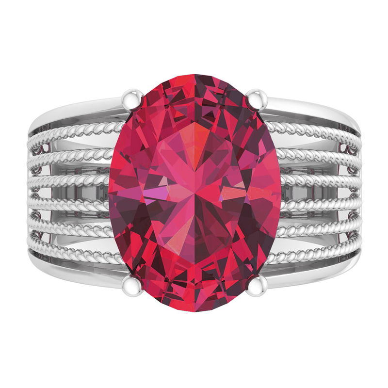 Martha Stewart 6 3/4ctw. Oval Ruby & Lab Grown Diamond Hidden Halo Ring In Sterling Silver image number null